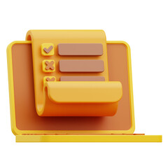 Test Online Education 3D Illustration