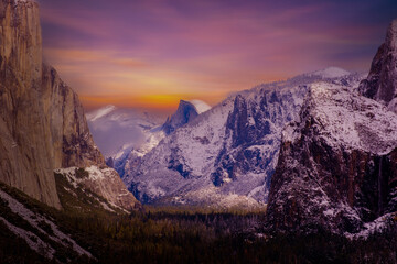 Yosemite National Park, Yosemite national park in winter season, California, USA.