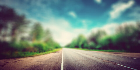 Road in forest blur panoramic