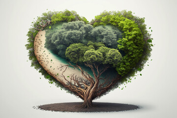 World environment and earth day concept, planet Earth in the shape of a heart. Generative ai.