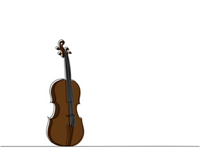 Obraz na płótnie Canvas Violin one line color art. Continuous line drawing of musical, melody, violin, vintage, music, retro, symphonic, orchestra, playing, instrument, fiddle, viola, symphony, cello, musician, string.