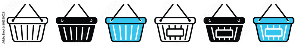 Poster shopping basket icon vector. basket icons set in thin line, flat, and color style for apps and websi