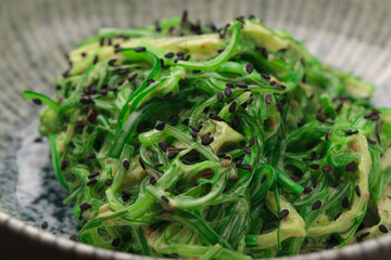 Green salad of seaweed and pasta