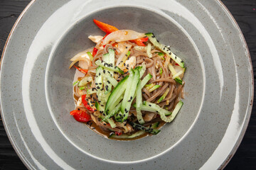 Great salad with pasta, vegetables and chicken