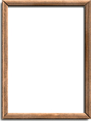 Photo frame made of natural wood on the wall. Empty pictures. Vector decor element. 3D poster with shadow for presentations. 3d illustration