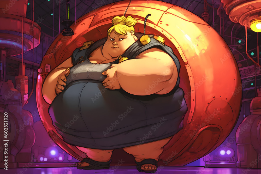 Aufkleber plus size woman of the future, synthwave style. neural network ai generated art generative ai