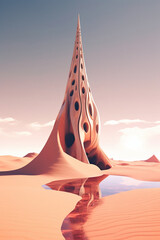 illustration of a desert abstract tech. AI generative