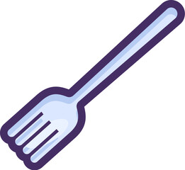 PVC disposable plastic tableware fork. Recycling of plastic production and packaging waste. Flat icon in stroke, element for infographics design. Simple cartoon outline vector isolated on white back