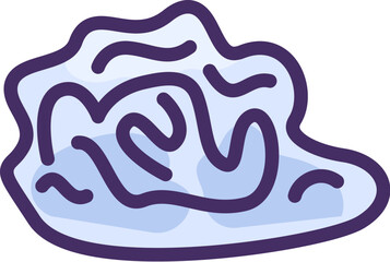 PVC crumpled wad of plastic packaging. Recycling of plastic production and packaging waste. Flat icon in stroke, element for infographics design. Simple cartoon outline vector isolated on white back