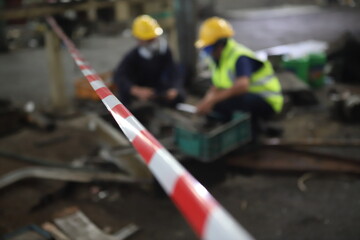 chemical dangerous zone ,  scientist in a protective suit works in a biological contamination zone.