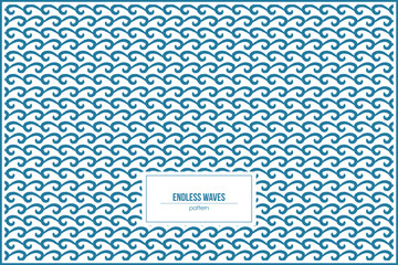 endless blue waves pattern with batik style