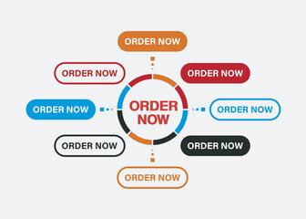 order now button for web design,online shopping web banners. Modern collection for web site. order now Tag labels of different shapes. Order now icon,order now promotion.Vector illustration.