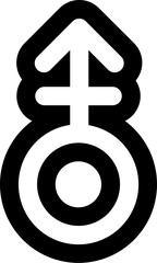 Outline Gender Androgyne Black White Icon. Traditional and progressive unconventional sexual relations between sexes groups. Simple outline vector symbol isolated on white background