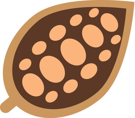 Ripe cocoa fruit. Harvesting cocoa beans for processing at coffee factory into finished product. Simple colored flat vector icon isolated on white background