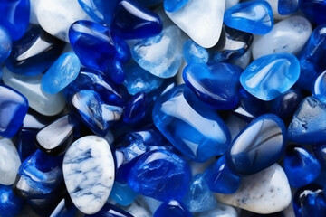 Blue and White Cristal stones like ocean in water. AI generative