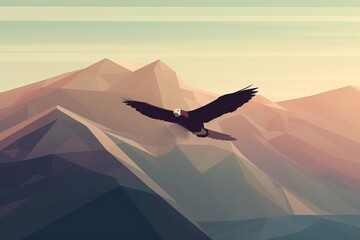 soaring eagle, with its wings spread wide simple minimal tech illustration.