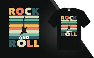 Rock and roll music vintages t shirt design Free Vector
