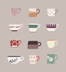Hand drawn cup collection