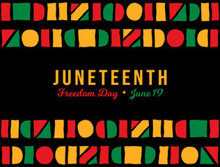 Juneteenth Independence Day Hand Drawn Pattern Background Vector Illustration. Black History Month. Emancipation Day Horizontal banner. Annual American Freedom holiday June 19 poster graphic resource