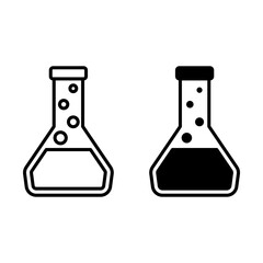 laboratory flask, illustration of chemical reaction icon vector