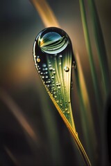 Macro shot of a water droplet on a blade of grass