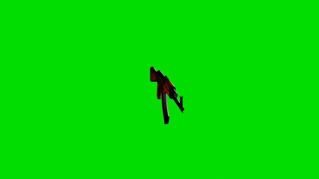 3d model of ak 47 rotating on a green background