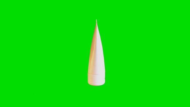 3D model of a white cosmetic tube on a green background rotating 360 degrees. beauty concept