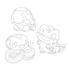 Set of a cute little animals with a kind smiling faces and big eyes.