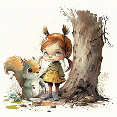 Ai generated cute happy squirrel with his girlfriend