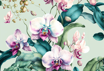 Orchid pattern floral background artistic banner
