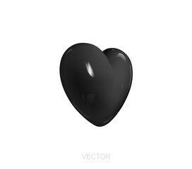 3d black heart. Realistic render of a black heart.