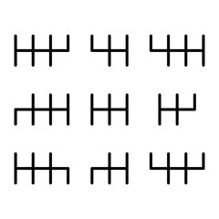 Set of Handle car manual shift lever icon, vehicle gear technology vector illustration equipment