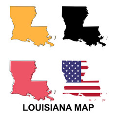 Set of Louisiana map, united states of america. Flat concept icon vector illustration