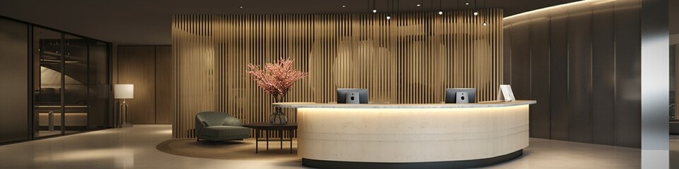 illustration, luxurious and contemporary lobby and interior space,website header, ai generative
