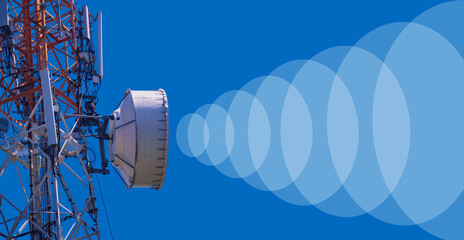 5G Cell Towers for smart mobile telephone on sky background