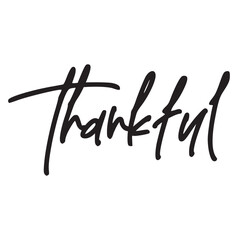 Lettering for banner, poster and sticker concept with text THANKFUL. Icon message THANKFUL on white background. Calligraphic simple logo for banner, poster, web. Vector Illustration