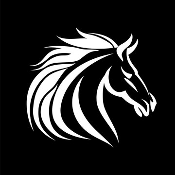 Simple Dark Horse Head for Mascot Logo Template on Black