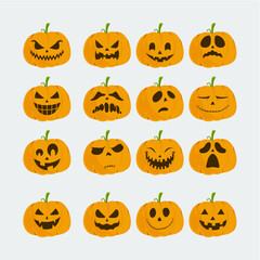 set of helloween pumpkin logo vector