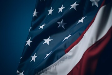 Fototapeta premium US flag on a blue background, Generative AI
