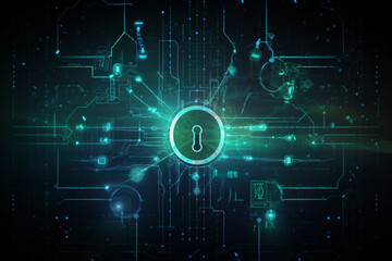 Background of cyber security data protection shield, Concept of database security software, Generative AI