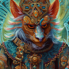 colorful monkey Indian god illustration Generative Ai