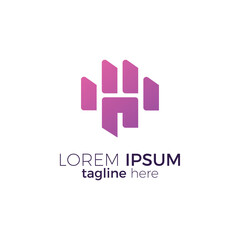 professional business hand shape logo. purple gradient color sign symbol vector illustration