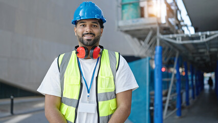 African american man builder smiling confident standing at street