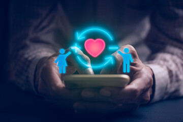 Person happy valentines day Icon of love, warmth, sent to lovers or family and social media...