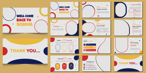 School PowerPoint presentation slide template design education profile kids vector
background, brochure design,
website slider, landing page, annual report, school profile

