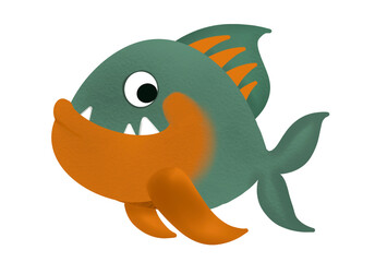 Fish - Green and orange Fish - Fish illustration