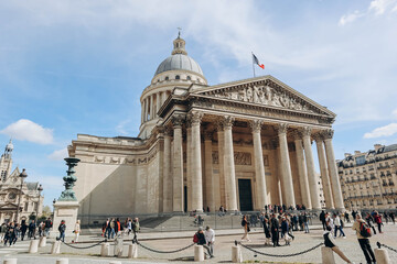 Paris, France - 16 April 2023: The Panthéon, a famous monument in the 5th arrondissement of Paris, France. - obrazy, fototapety, plakaty