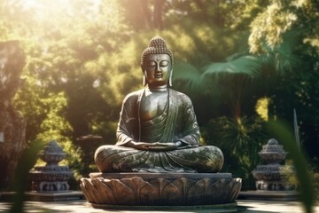 Buddha statue in the garden, generative ai