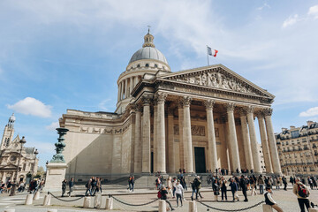 Paris, France - 16 April 2023: The Panthéon, a famous monument in the 5th arrondissement of Paris,...