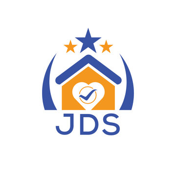 JDS House logo Letter logo and star icon. Blue vector image on white background. KJG house Monogram home logo picture design and best business icon. 
